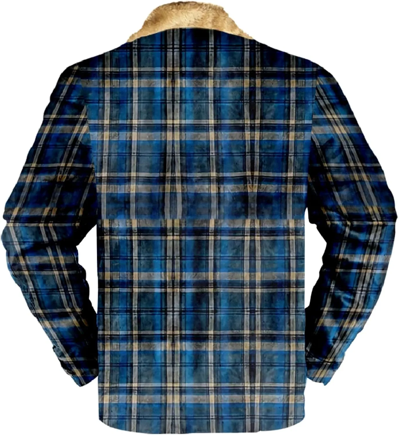 LCMTWX Fleece Plaid Flannel Jacket Pocket Hooded Padded Loose Shirt Top Jacket Coats Shirt Plaid Cotton Hoodies Men Plus
