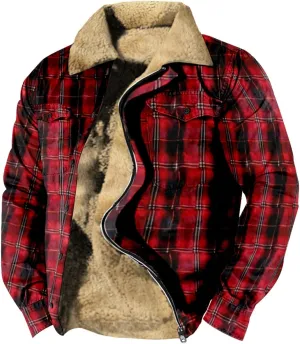 LCMTWX Men's Fleece Lined Flannel Shirt Jacket Padded Loose Shirt Top Jacket Coats Soft Warm Coat for Men with Hood Heavy
