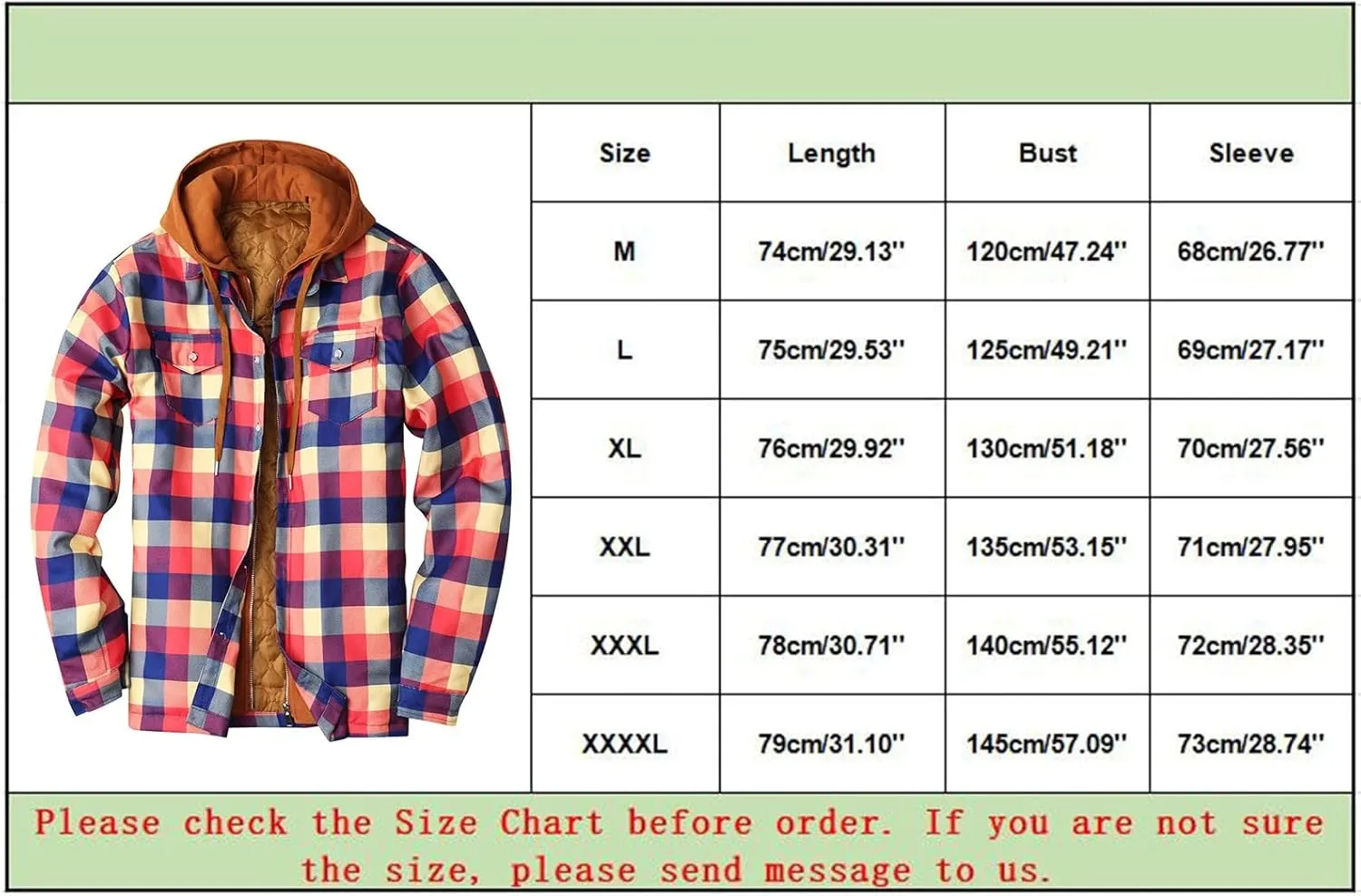 LCMTWX Mens Plaid Flannel Jacket Plaid Print Hooded Zipper Pocket Long Sleeve Shirt Long Sleeve Button Up Fleece Plaid