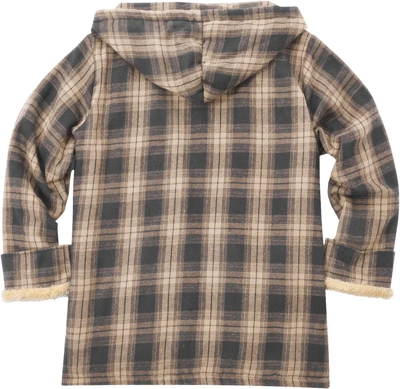 LCMTWX Mens Plaid Flannel Jacket Pullover Sweatshirt Jacket Button Collar Warm Sweater Coat with Hood for Men Sherpa Button