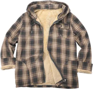 LCMTWX Mens Plaid Flannel Jacket Pullover Sweatshirt Jacket Button Collar Warm Sweater Coat with Hood for Men Sherpa Button