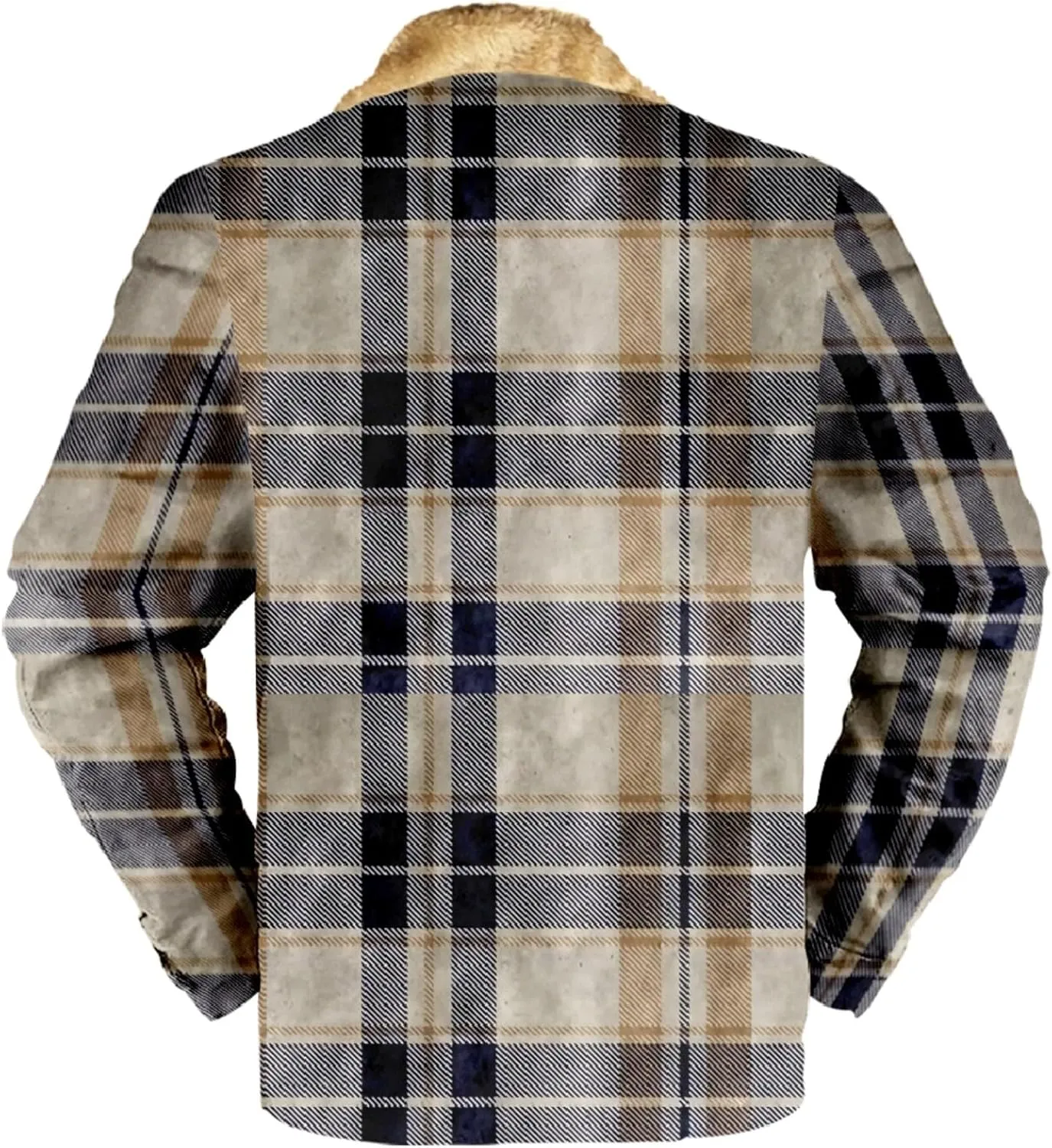 LCMTWX Men's Plaid Hooded Shirts Pocket Hooded Padded Loose Shirt Top Jacket Coats Casual Loose Thicken Quilted Sherpa