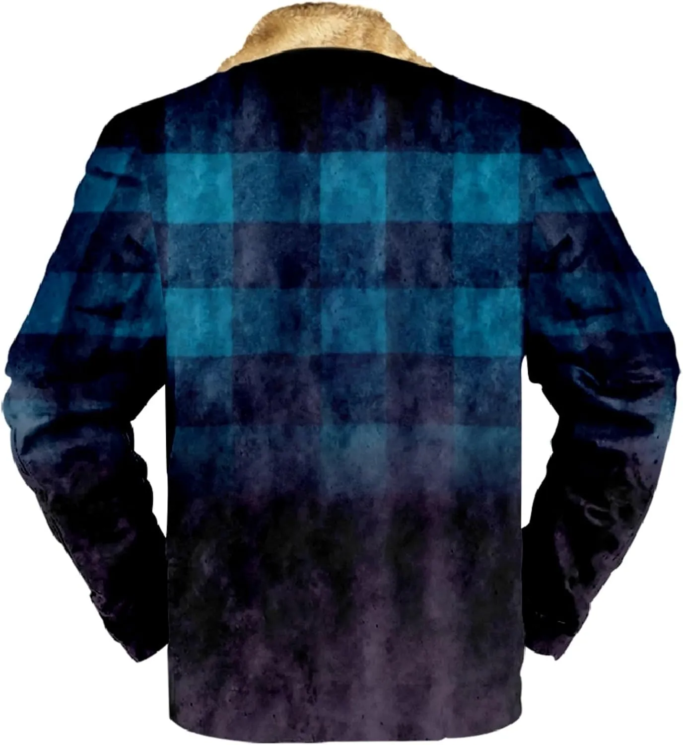 LCMTWX Men's Plaid Hooded Shirts Pocket Hooded Padded Loose Shirt Top Jacket Coats Casual Loose Thicken Quilted Sherpa