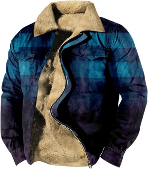 LCMTWX Men's Plaid Hooded Shirts Pocket Hooded Padded Loose Shirt Top Jacket Coats Casual Loose Thicken Quilted Sherpa