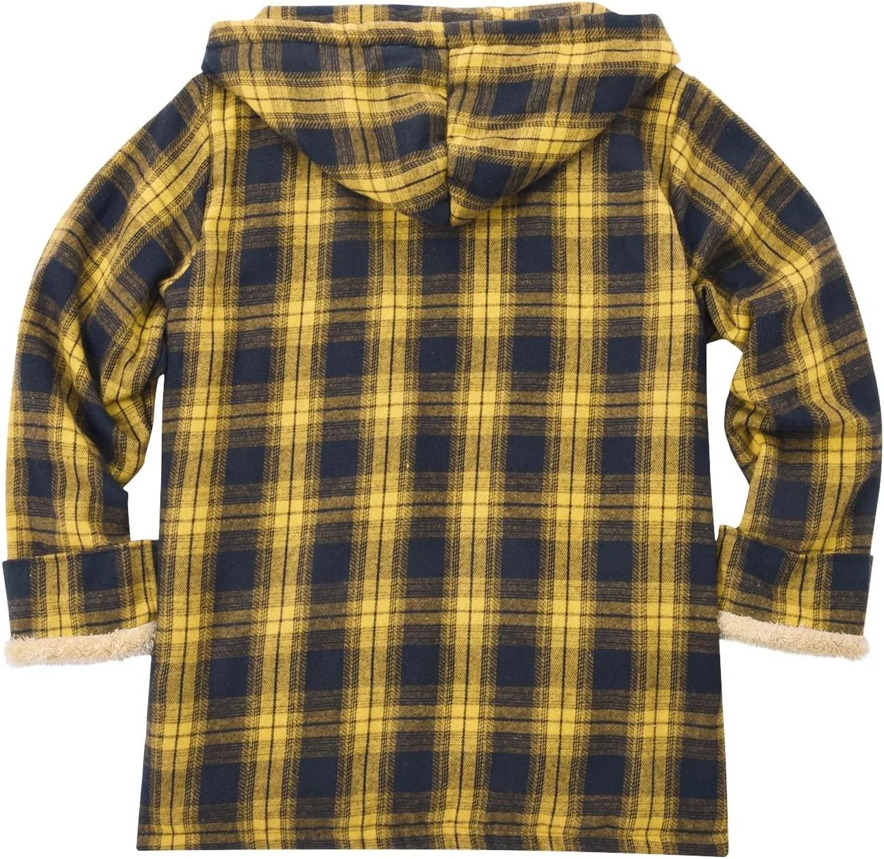 LCMTWX Men's Plaid Hooded Shirts Pullover Sweatshirt Jacket Button Collar Warm Sweater Coat Lined Hooded Plaid Shirt Soft