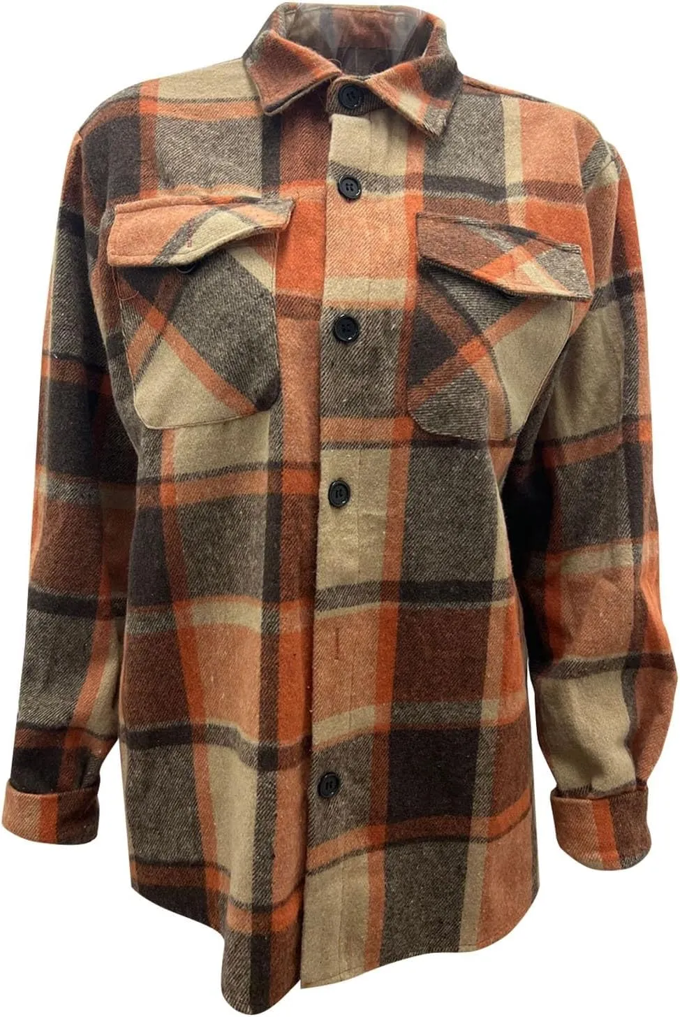 LCMTWX Men's Plaid Hooded Shirts Pullover Sweatshirt Jacket Button Collar Warm Sweater Coat Lined Hooded Plaid Shirt Soft