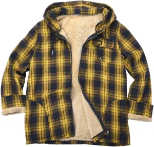 LCMTWX Men's Plaid Hooded Shirts Pullover Sweatshirt Jacket Button Collar Warm Sweater Coat Lined Hooded Plaid Shirt Soft