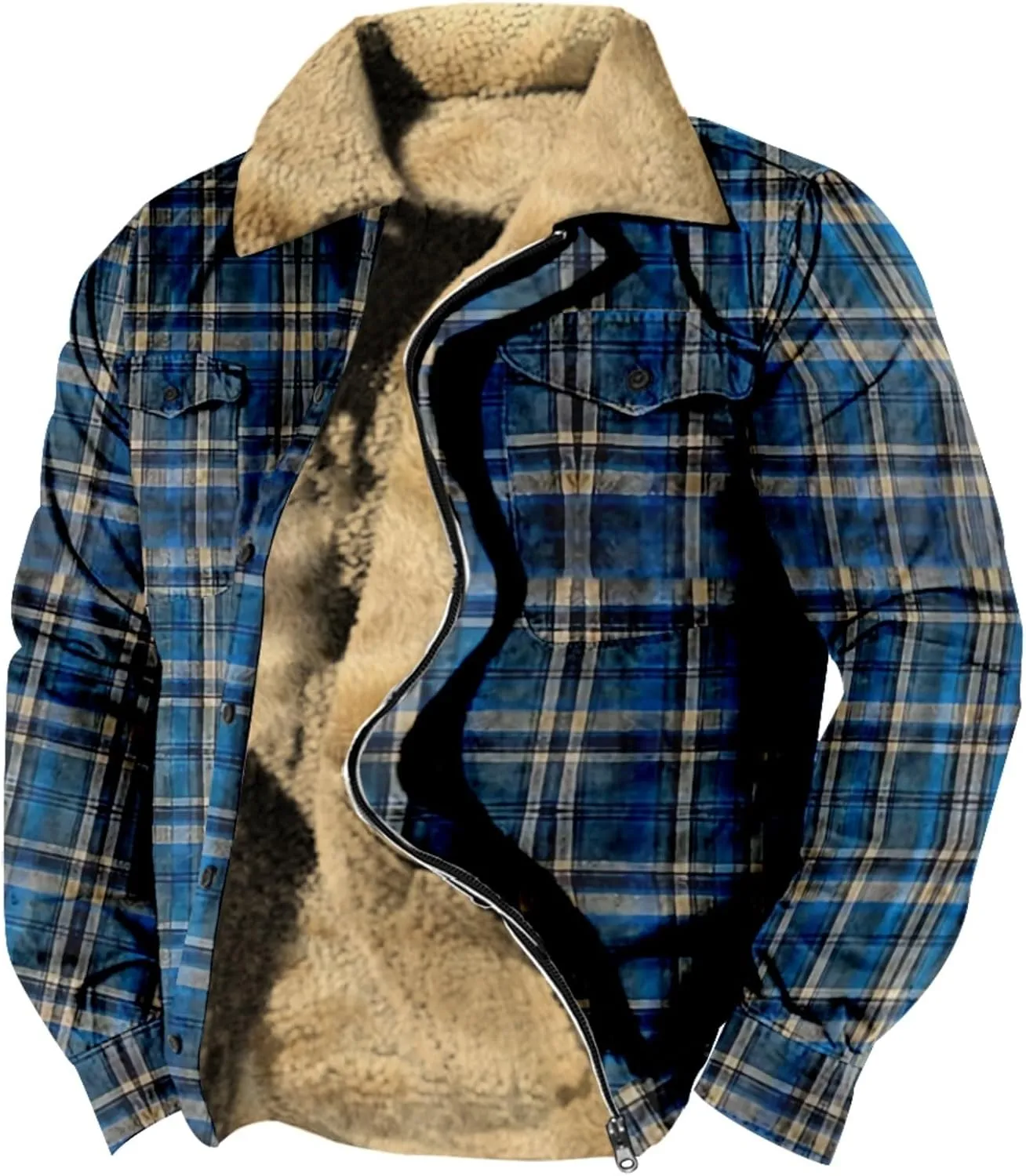 LCMTWX Winter Coat Men Plaid Plaid Pocket Hooded Padded Loose Shirt Top Jacket Coats Lightweight Shirt Jackets Long Sleeve
