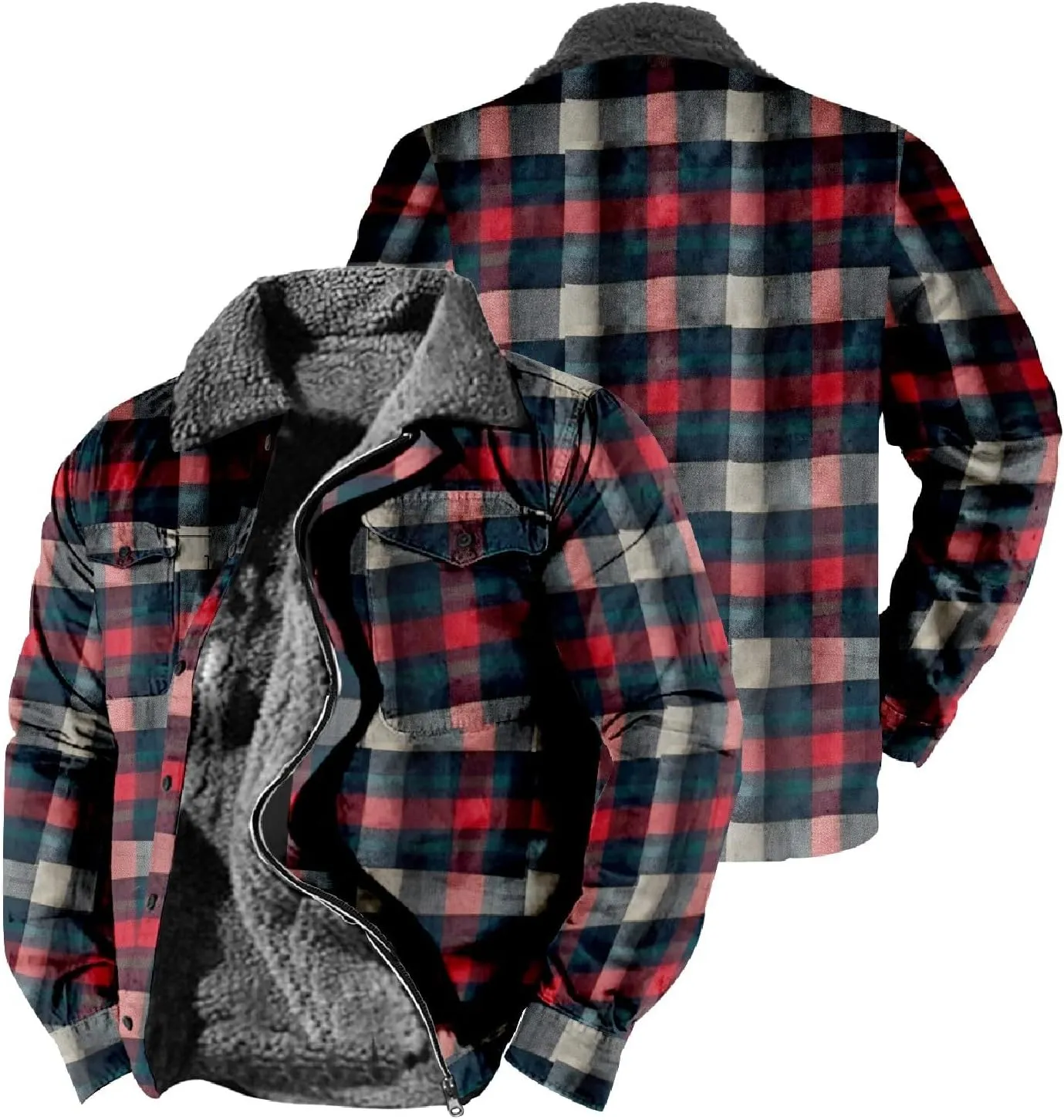 LCMTWX Winter Coat Men Plaid Plaid Pocket Hooded Padded Loose Shirt Top Jacket Coats Lightweight Shirt Jackets Long Sleeve