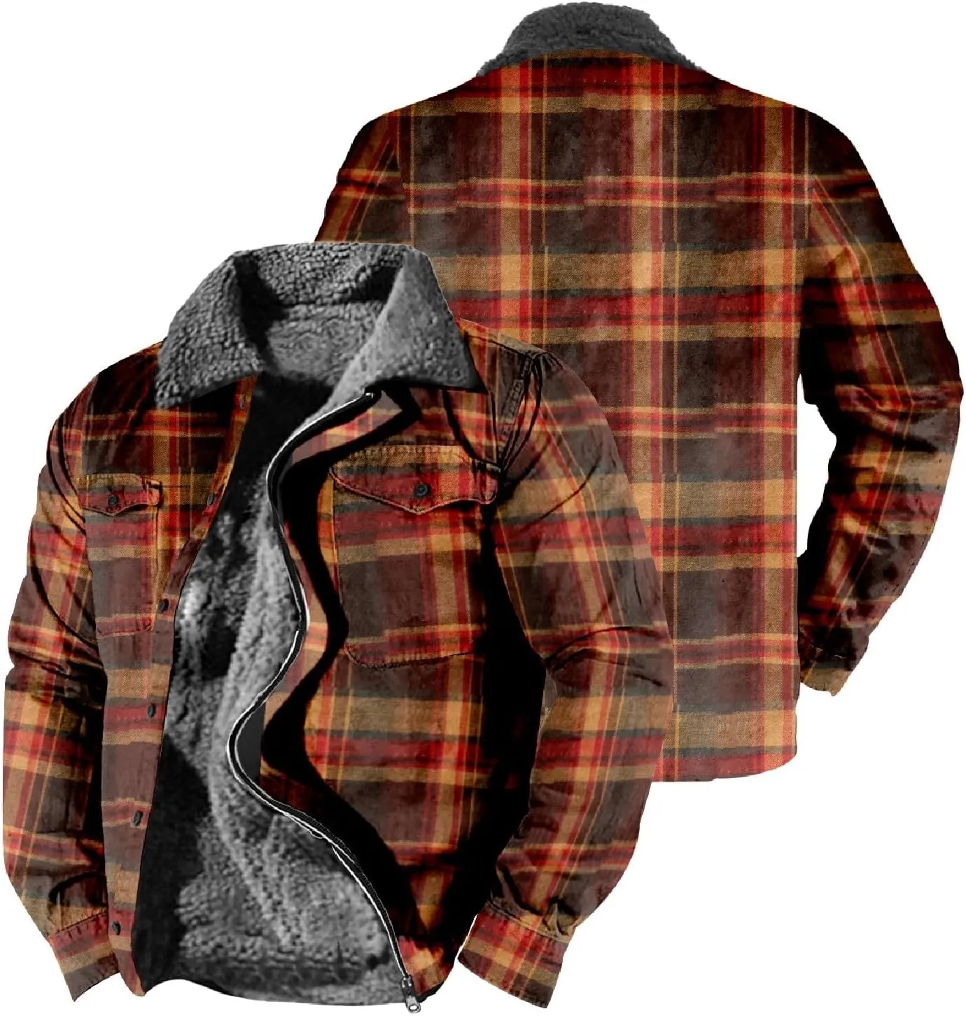 LCMTWX Winter Coat Men Plaid Plaid Pocket Hooded Padded Loose Shirt Top Jacket Coats Lightweight Shirt Jackets Long Sleeve