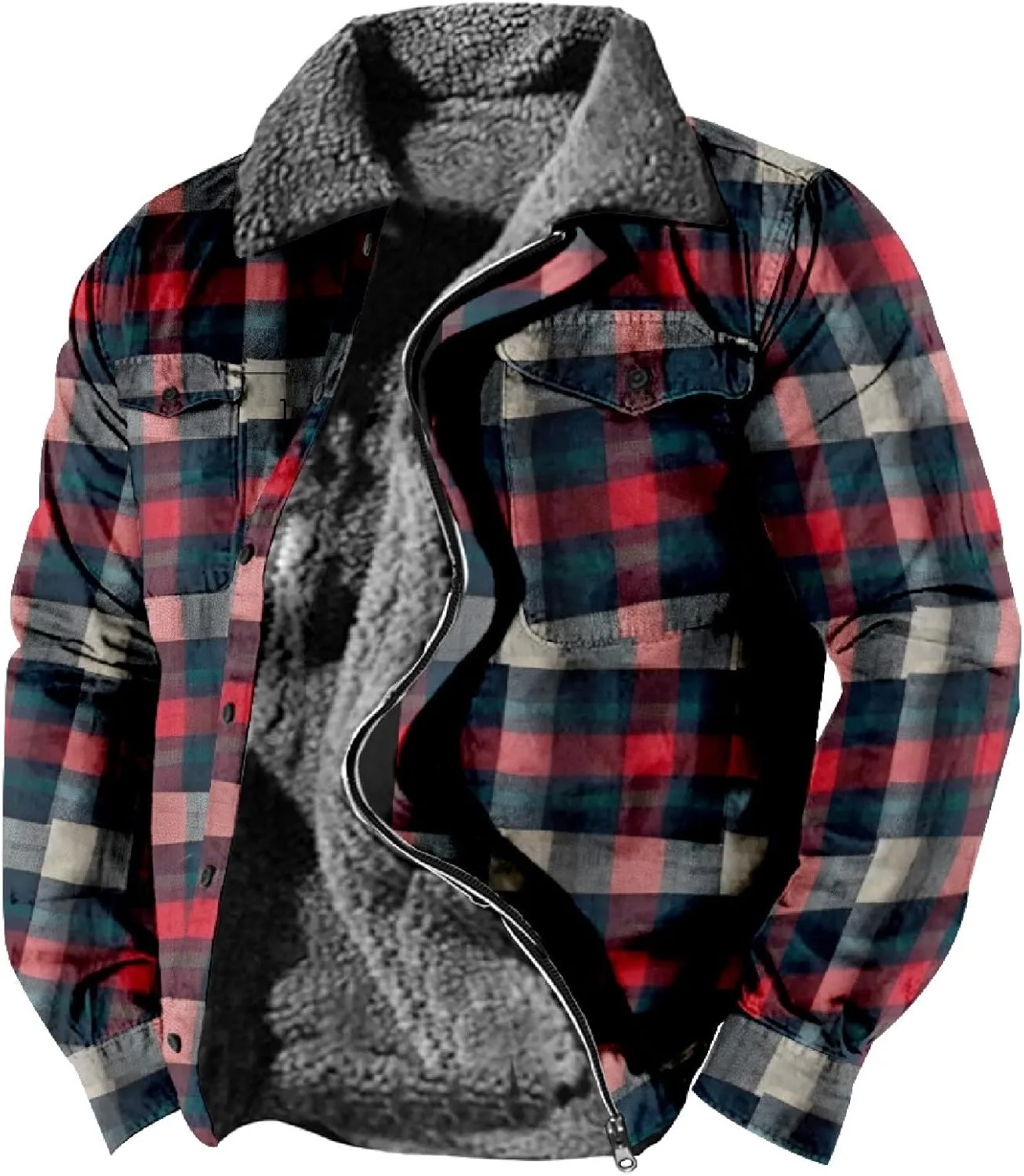 LCMTWX Winter Coat Men Plaid Plaid Pocket Hooded Padded Loose Shirt Top Jacket Coats Lightweight Shirt Jackets Long Sleeve