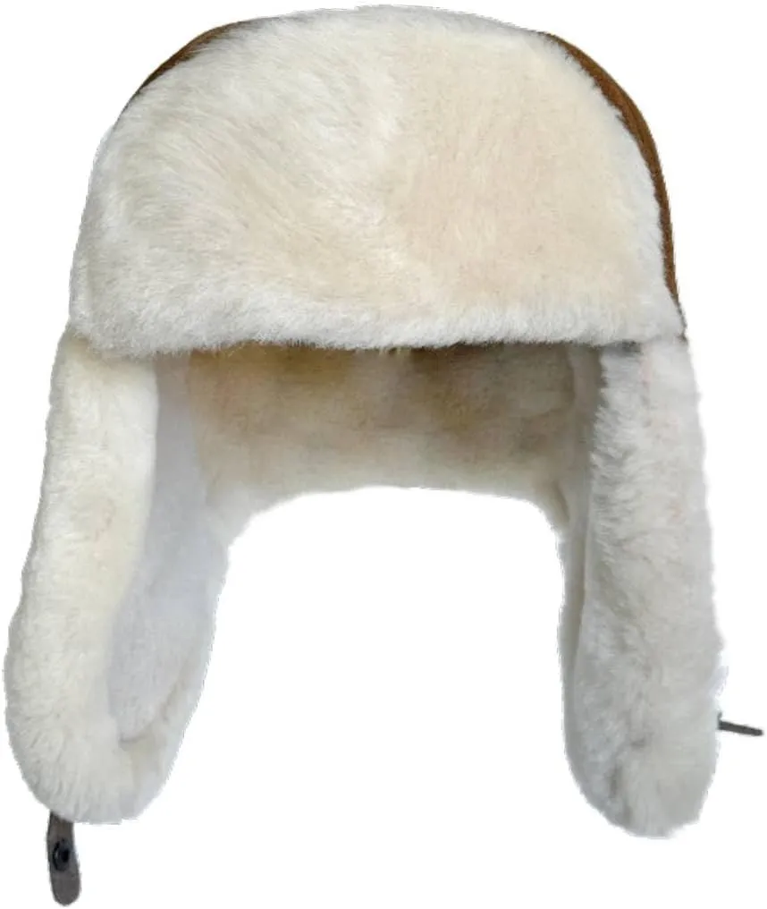 Leather Aviator Russian Ushanka Trapper Shearling Sheepskin Fur Ear Flap Waterproof Winter Hat