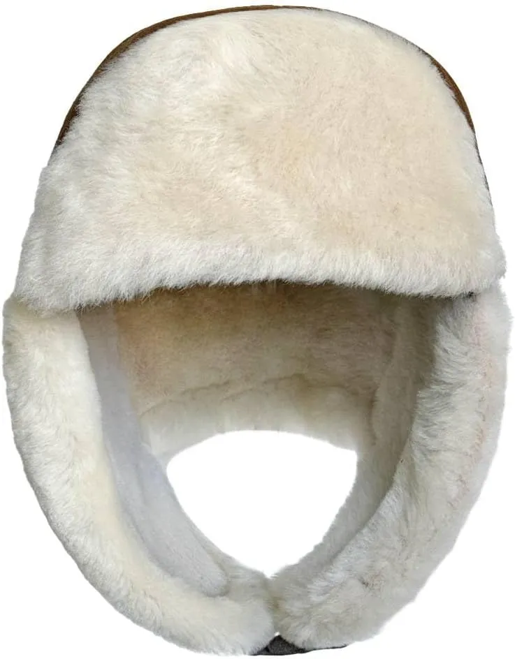 Leather Aviator Russian Ushanka Trapper Shearling Sheepskin Fur Ear Flap Waterproof Winter Hat