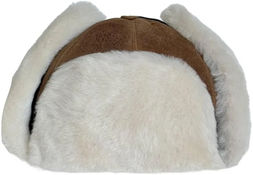 Leather Aviator Russian Ushanka Trapper Shearling Sheepskin Fur Ear Flap Waterproof Winter Hat