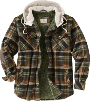 Legendary Whitetails Men's Camp Night Berber Lined Hooded Flannel Shirt Jacket