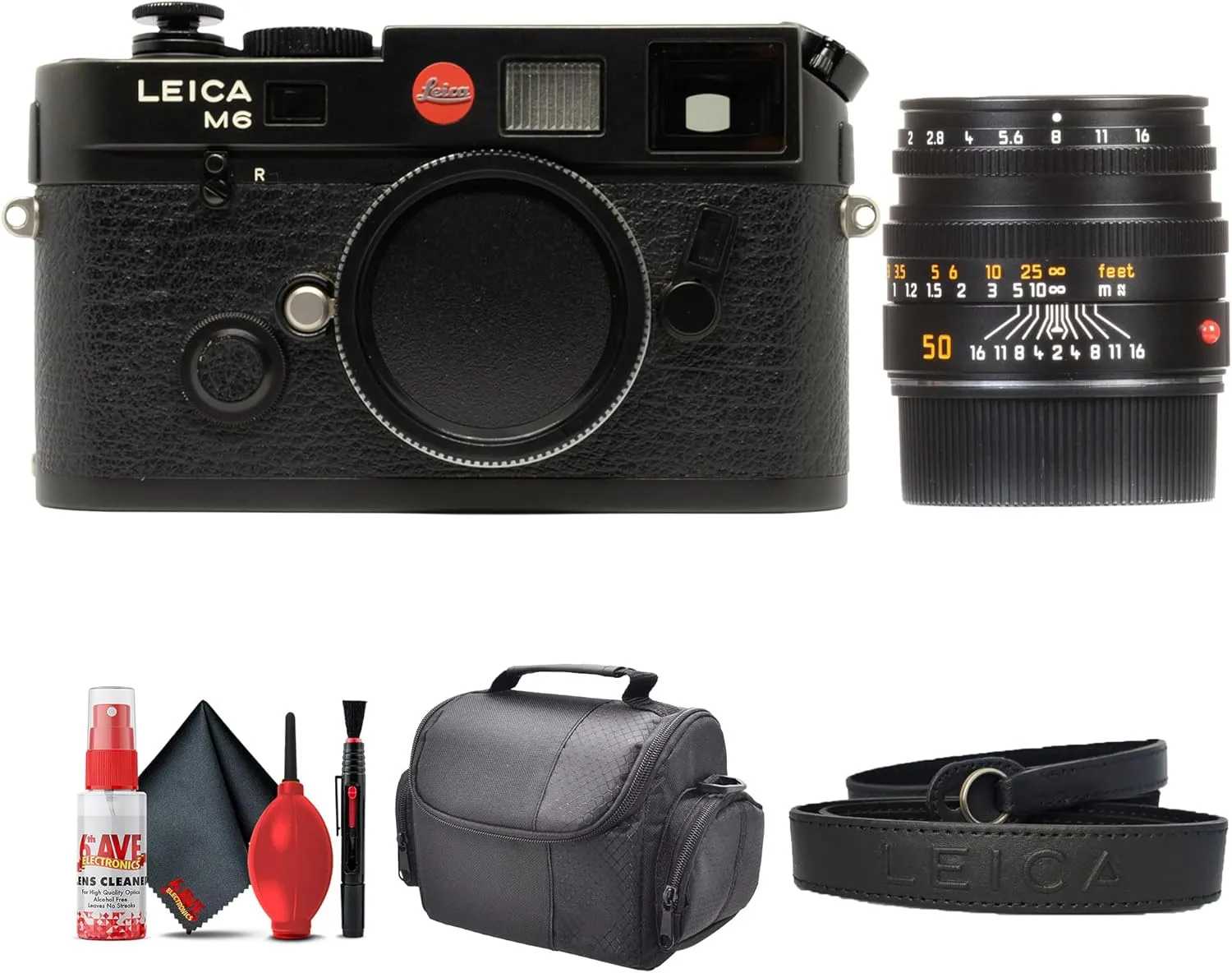 Leica M6 Rangefinder 35mm Fully Mechanical Operation Camera (10557)   Leica Summicron-M 50mm f/2 Lens   Bag   Cleaning Kit