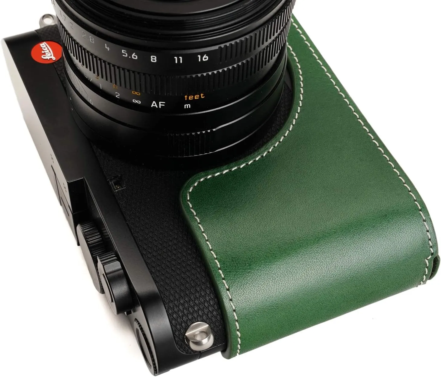 Leica Q2 Camera Case, BolinUS Handmade Genuine Real Leather Half Camera Case Bag Cover for Leica Q2 Camera Bottom Opening Version   Hand Strap (Green)