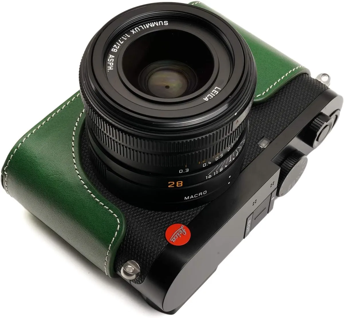 Leica Q2 Camera Case, BolinUS Handmade Genuine Real Leather Half Camera Case Bag Cover for Leica Q2 Camera Bottom Opening Version   Hand Strap (Green)