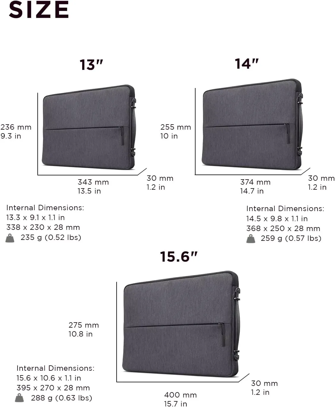 Lenovo Urban Laptop Sleeve 14 Inch for Laptop/ Notebook/Tablet Compatible with MacBook Air/Pro Water Resistant - Charcoal Grey