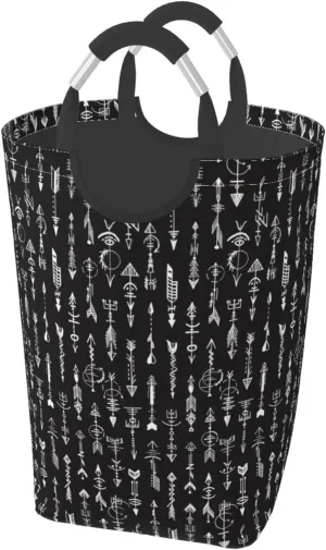 LIBIFALL Adventure Arrow Laundry Basket Black White 50L Large Collapsible Laundry Hamper Bag Arrows Clothes Hampers with Handles Storage For Dorm Family