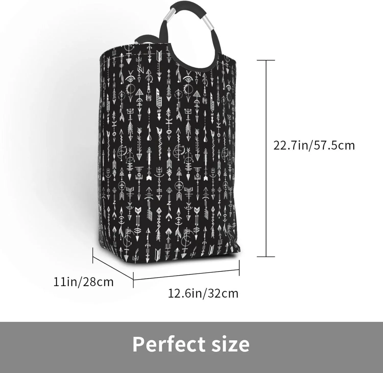 LIBIFALL Adventure Arrow Laundry Basket Black White 50L Large Collapsible Laundry Hamper Bag Arrows Clothes Hampers with Handles Storage For Dorm Family