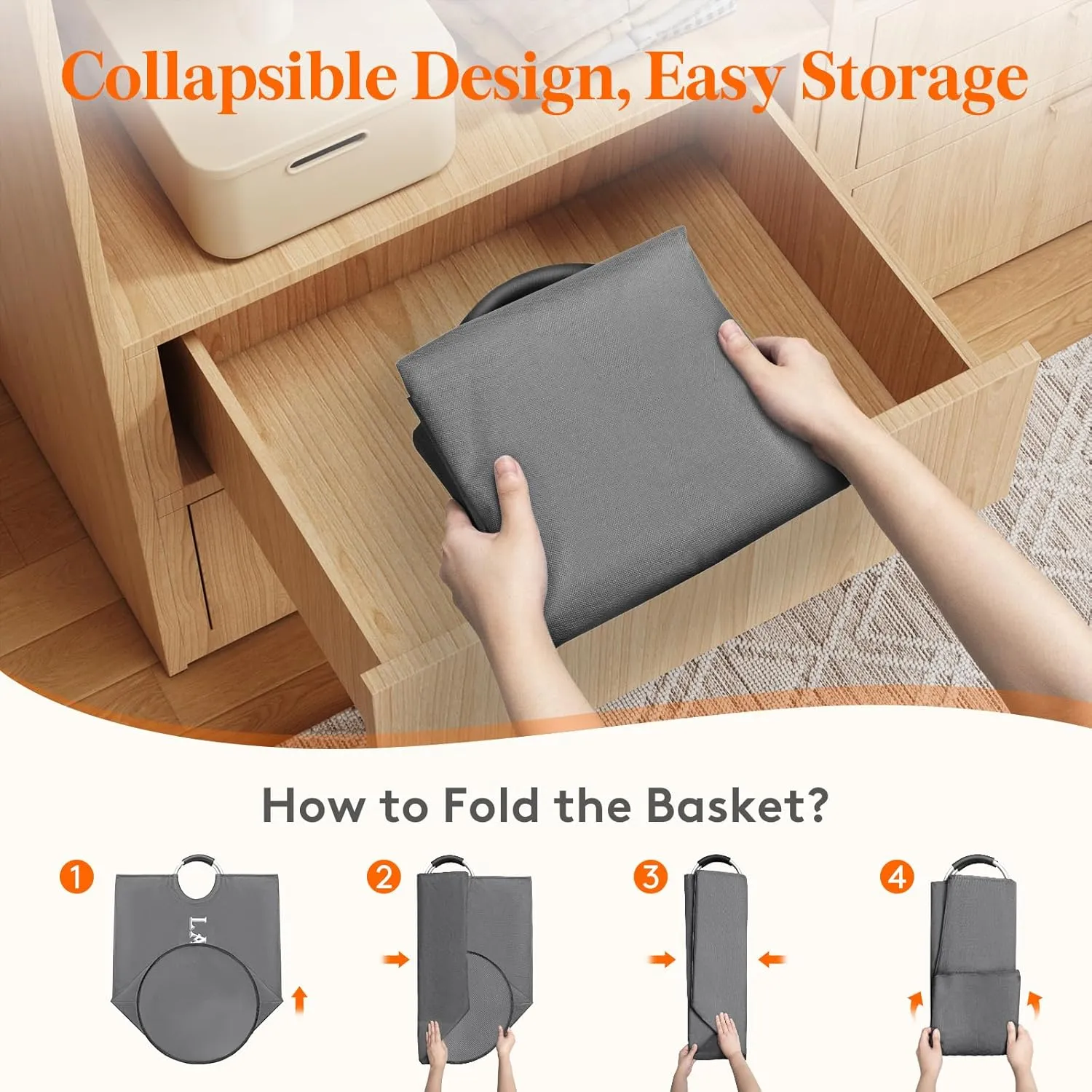 Lifewit 100L 2-Pack Large Laundry Basket, Collapsible Laundry Hamper with Aluminum Handles, Waterproof Freestanding Dirty Clothes Hampers for Laundry Room Bedroom Dorm Bathroom, Grey