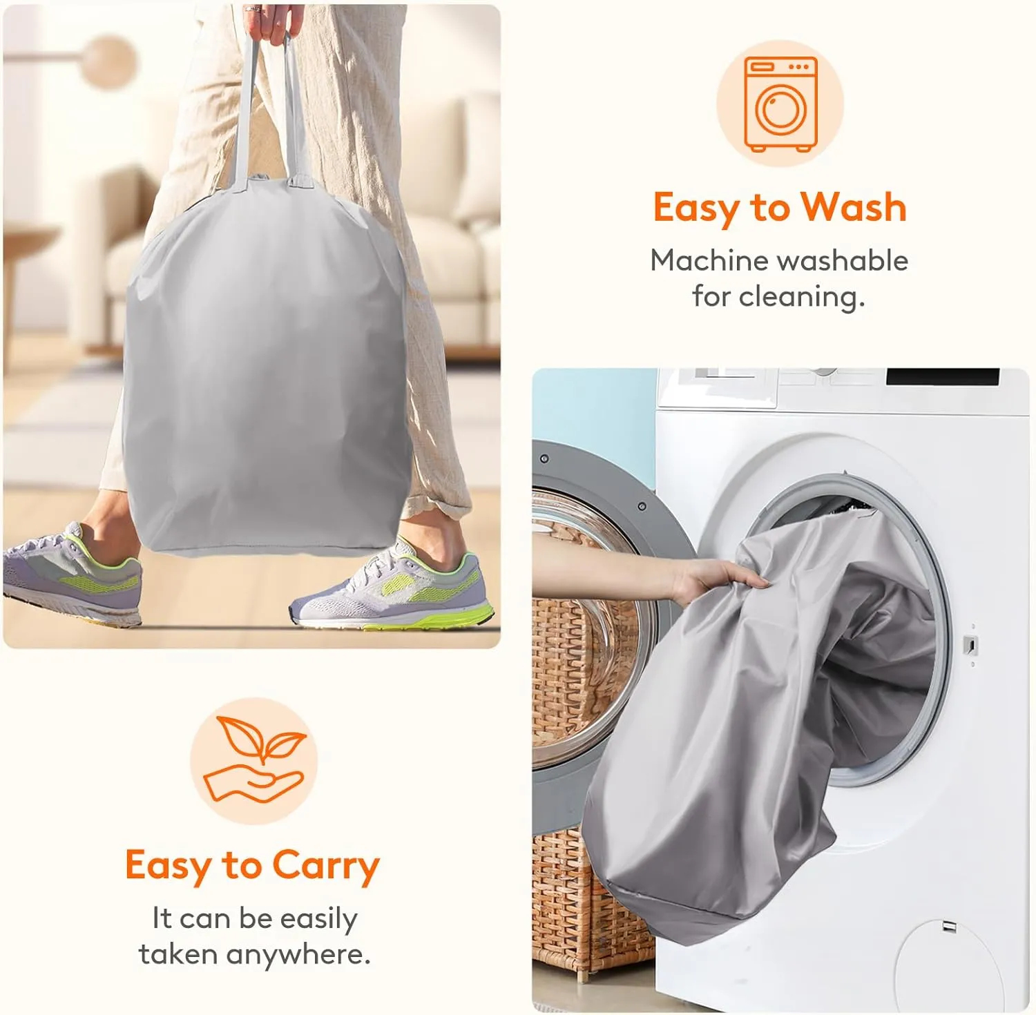 Lifewit 80L Laundry Basket with Lid, Large Laundry Hamper with Plastic Handles and Removable Bag, Foldable Tall Dirty Clothes Hampers for Laundry for Laundry Room, Bedroom, Bathroom, Dorm,Light Gray