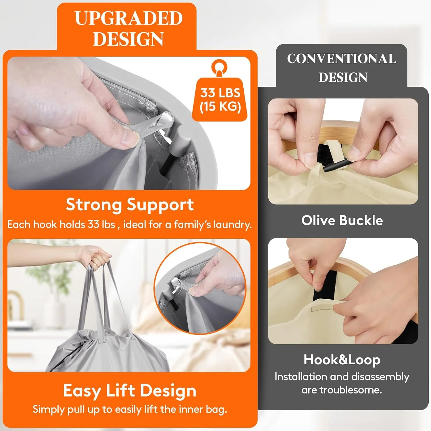 Lifewit 80L Laundry Basket with Lid, Large Laundry Hamper with Plastic Handles and Removable Bag, Foldable Tall Dirty Clothes Hampers for Laundry for Laundry Room, Bedroom, Bathroom, Dorm,Light Gray