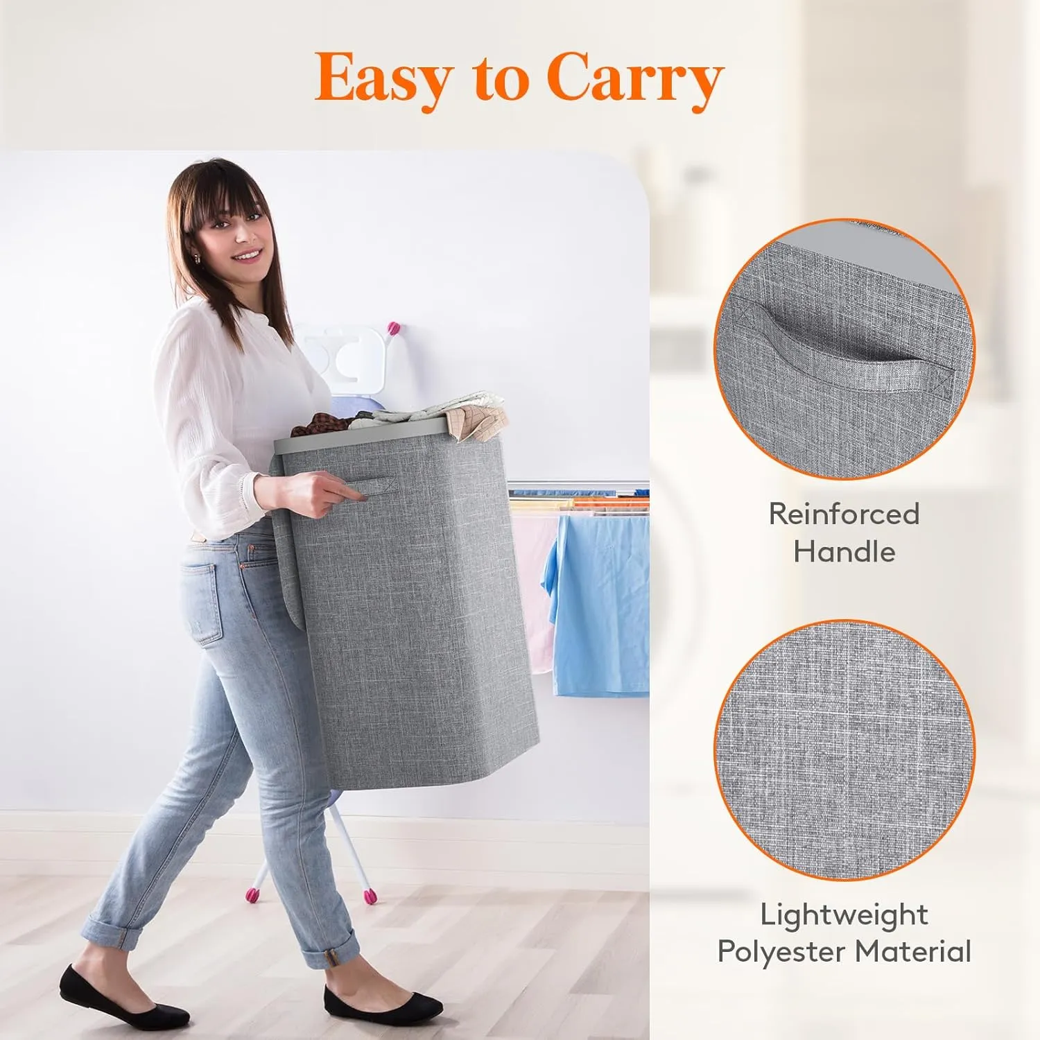 Lifewit 80L Laundry Basket with Lid, Large Laundry Hamper with Plastic Handles and Removable Bag, Foldable Tall Dirty Clothes Hampers for Laundry for Laundry Room, Bedroom, Bathroom, Dorm,Light Gray