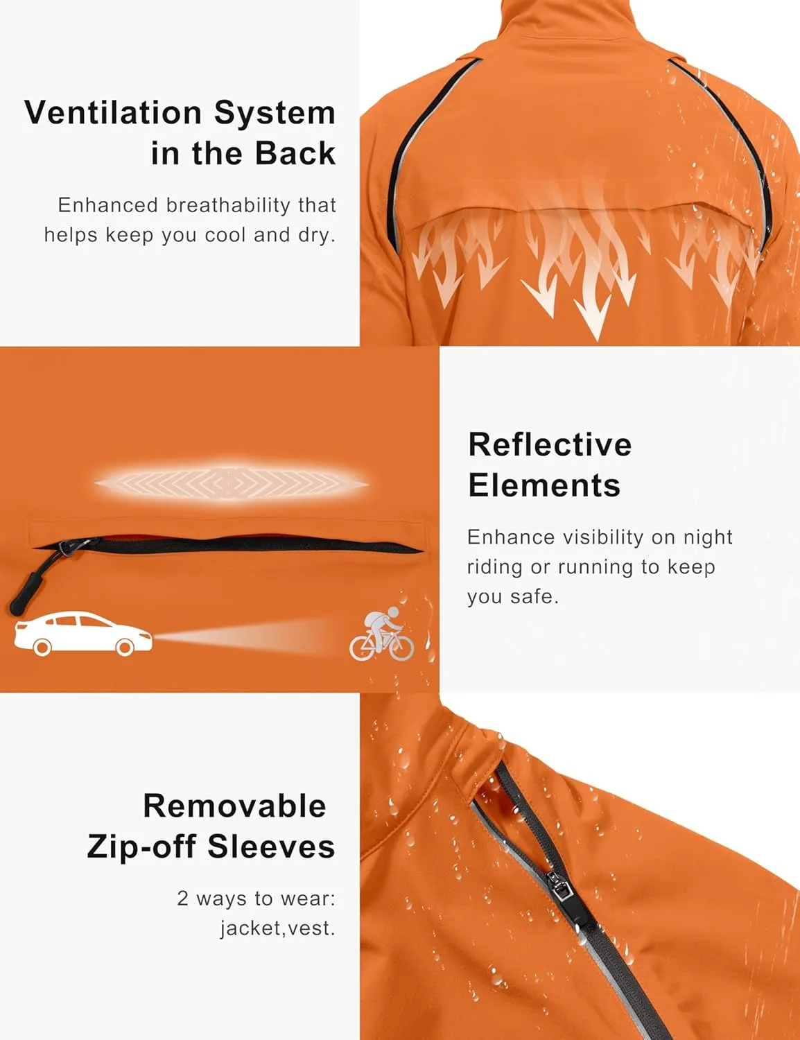 Little Donkey Andy Men's Quick-dry Running Jacket, Convertible UPF 50  Cycling Jacket Windbreaker with Removable Sleeves