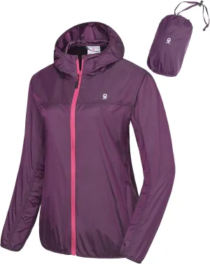 Little Donkey Andy Women's Packable Lightweight Running Jacket Water Resistant Hooded Windbreaker for Hiking Cycling Camping