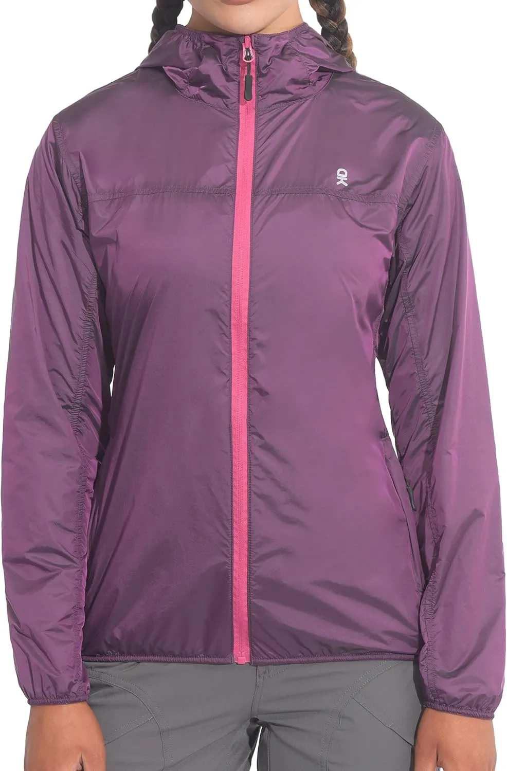 Little Donkey Andy Women's Packable Lightweight Running Jacket Water Resistant Hooded Windbreaker for Hiking Cycling Camping