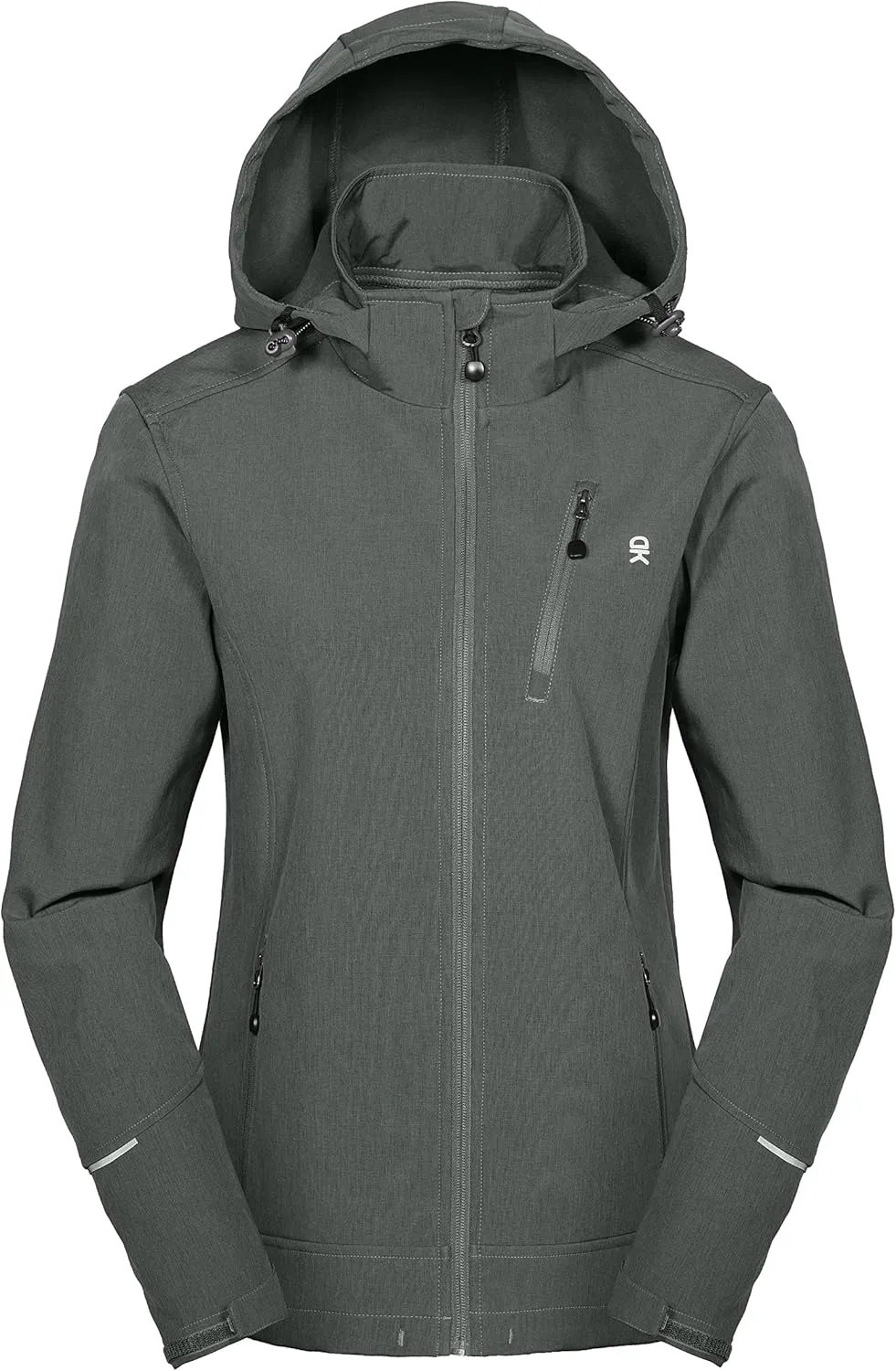 Little Donkey Andy Women's Softshell Jacket Ski Jacket with Removable Hood, Fleece Lined