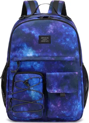 Lohol Galaxy Backpack for Kids Teen Girls Boys, Daypack with Anti Theft Pocket for Travel School (Galaxy D)