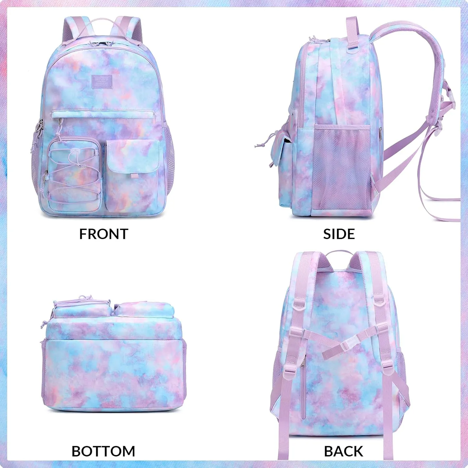 Lohol Galaxy Backpack for Kids Teen Girls Boys, Daypack with Anti Theft Pocket for Travel School (Galaxy D)