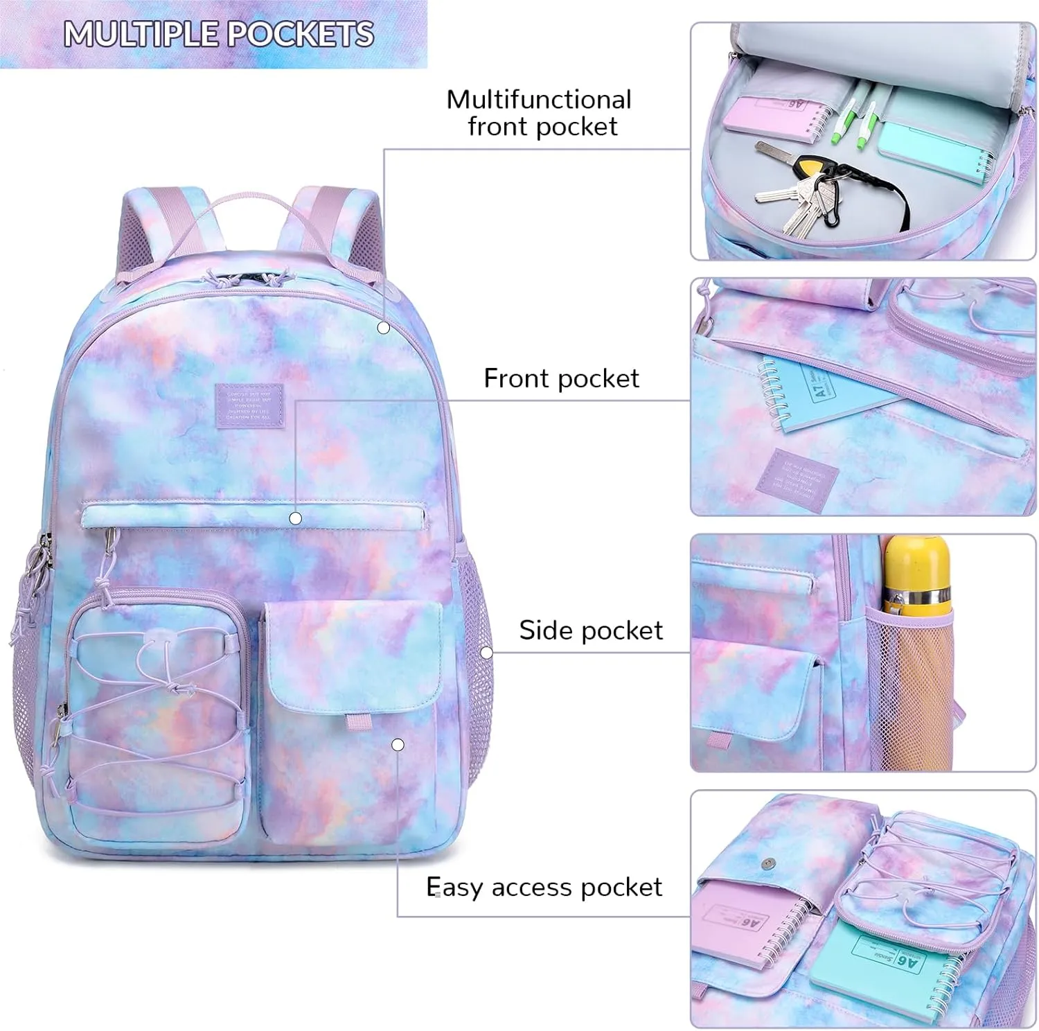 Lohol Galaxy Backpack for Kids Teen Girls Boys, Daypack with Anti Theft Pocket for Travel School (Galaxy D)