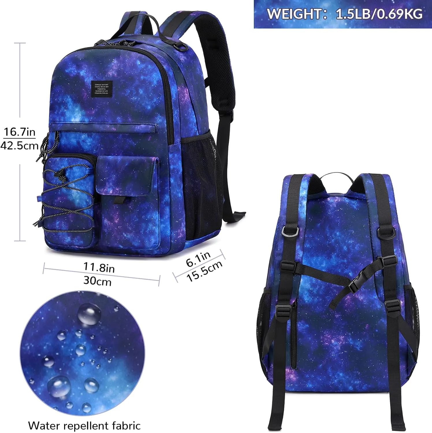 Lohol Galaxy Backpack for Kids Teen Girls Boys, Daypack with Anti Theft Pocket for Travel School (Galaxy D)