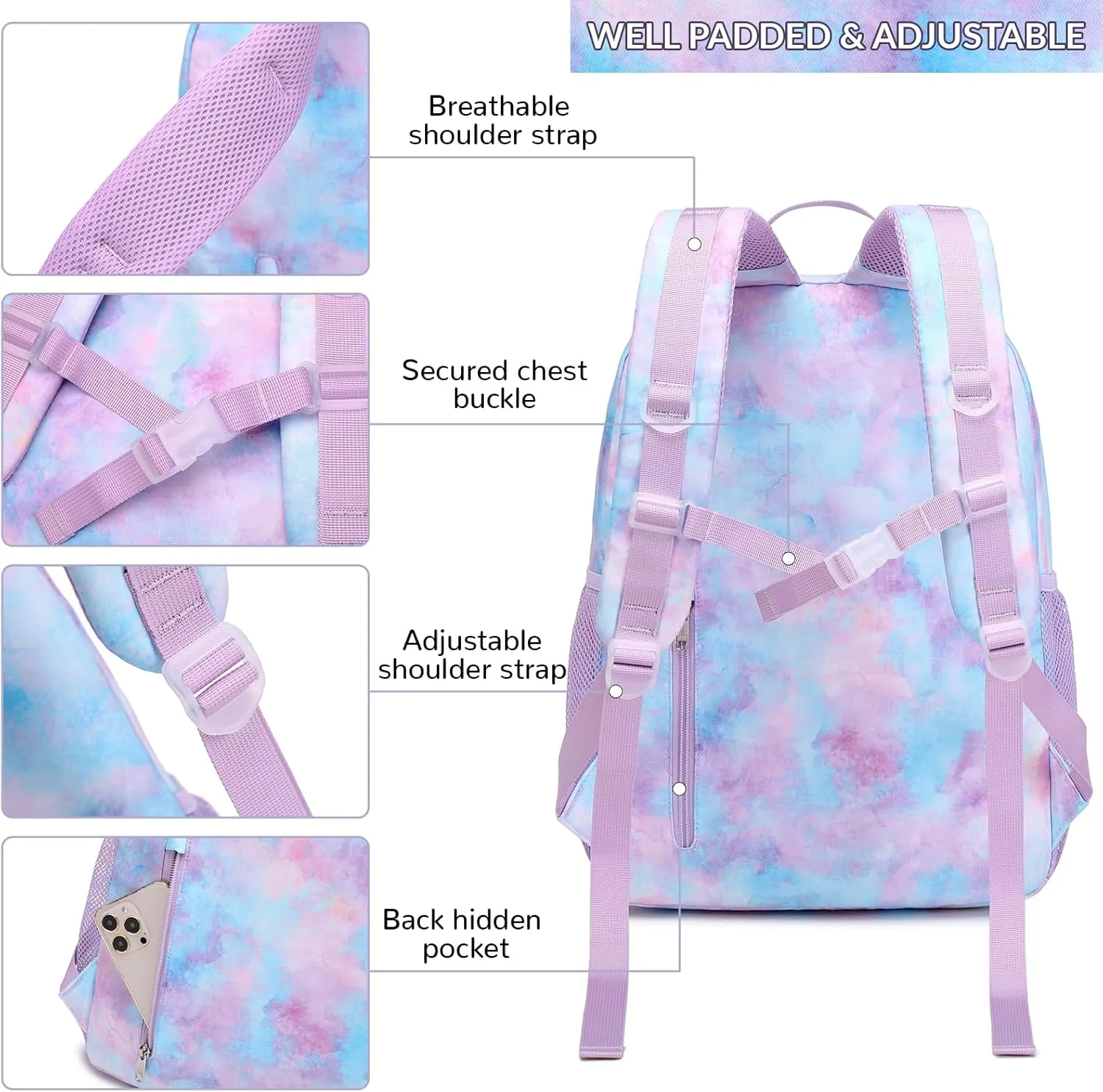 Lohol Galaxy Backpack for Kids Teen Girls Boys, Daypack with Anti Theft Pocket for Travel School (Galaxy D)