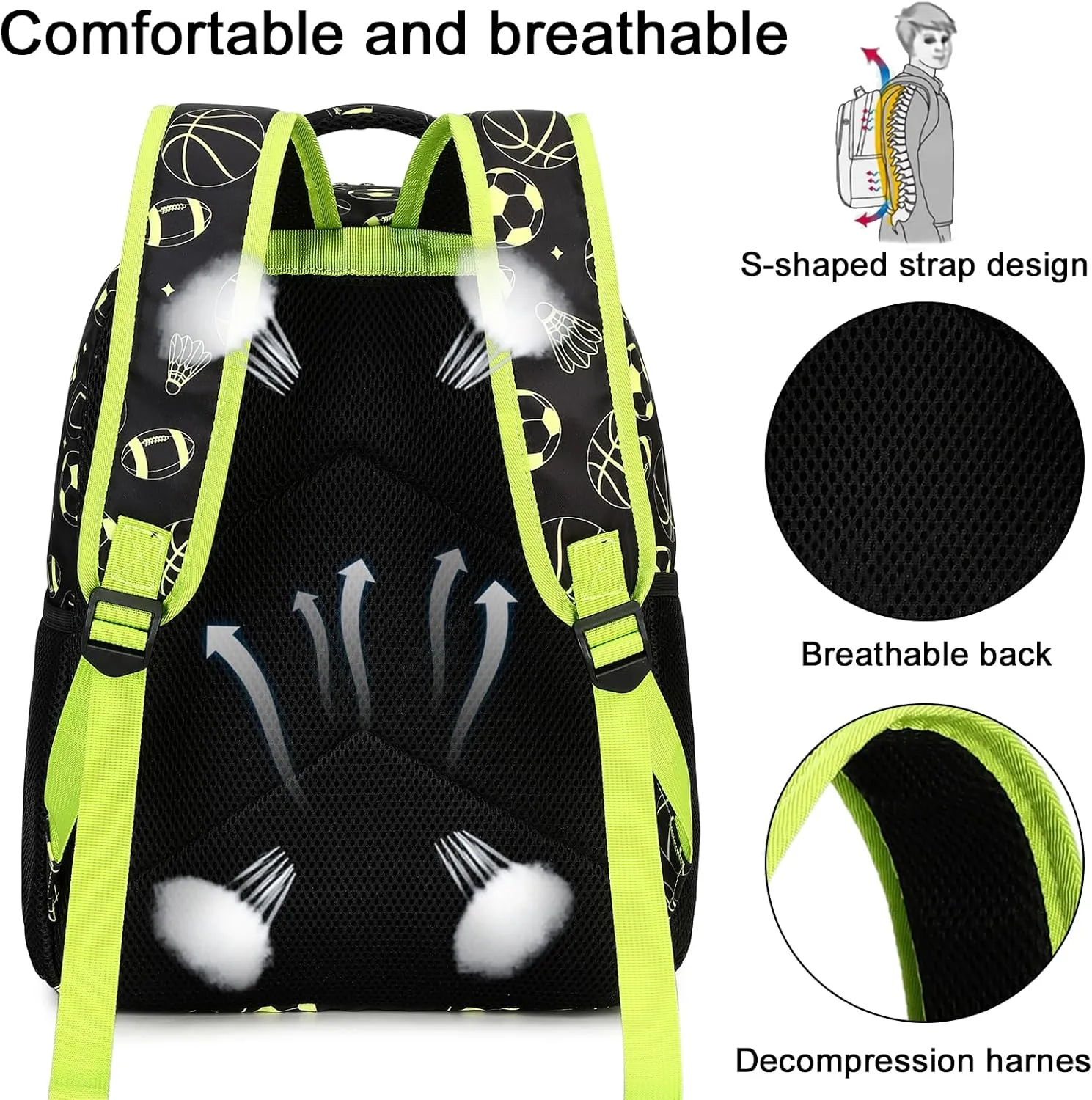 LOIDOU Backpack for Teen Girls Bookbags School Backpack with Lunch Box and Pencil Case 3 in 1 School Bags Set