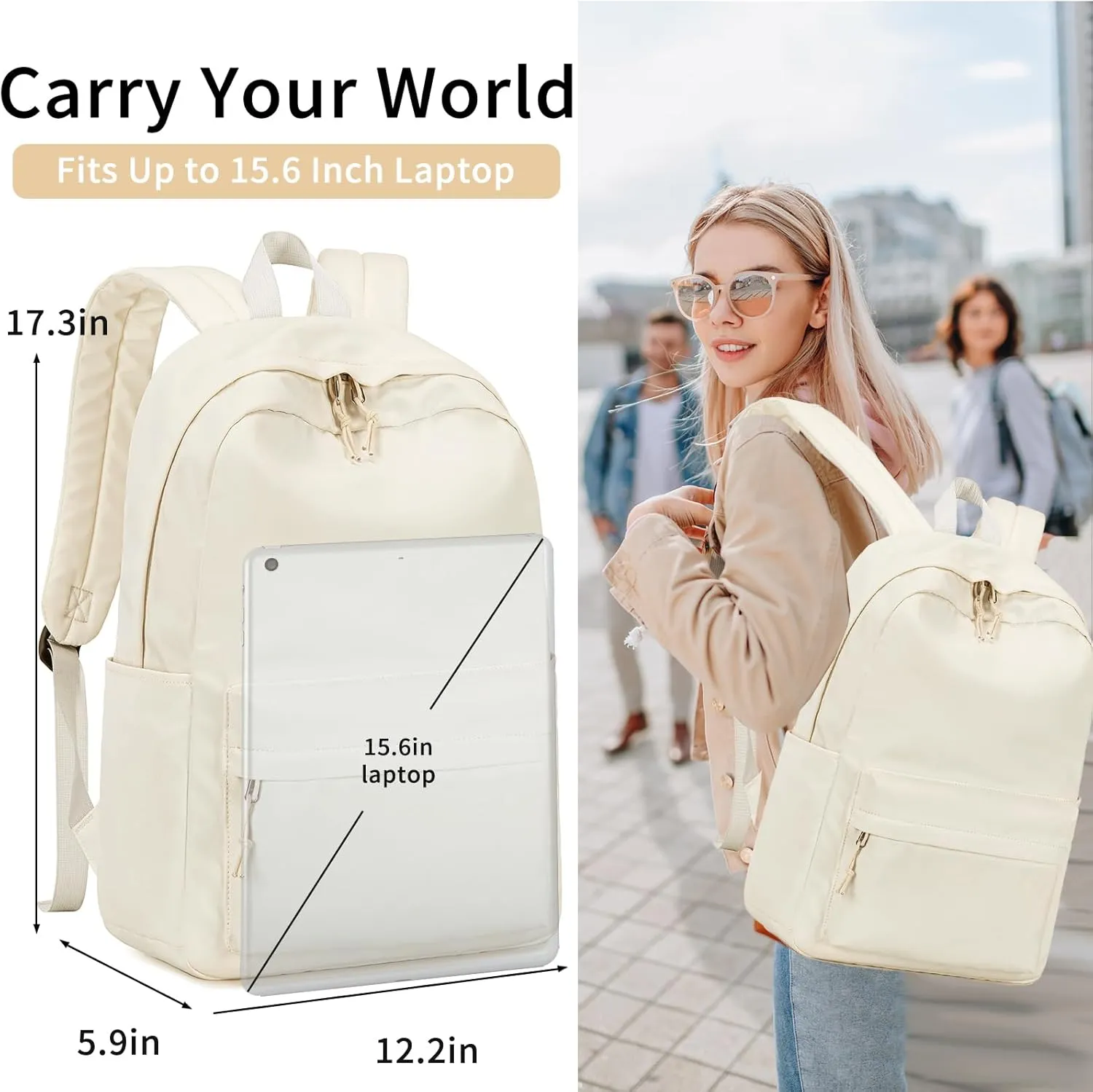 LOIDOU Backpack for Teen Girls Bookbags School Backpack with Lunch Box and Pencil Case 3 in 1 School Bags Set