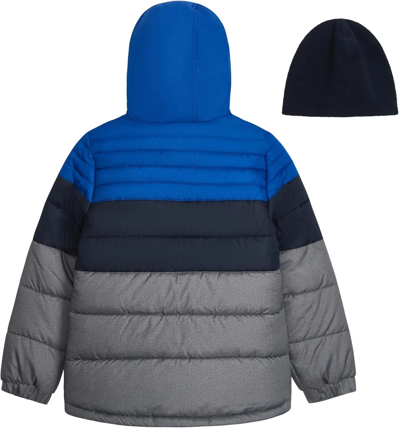 LONDON FOG Boys' Heavyweight Hooded Puffer Jacket with Sherpa-Lined Hood & Fleece Beanie