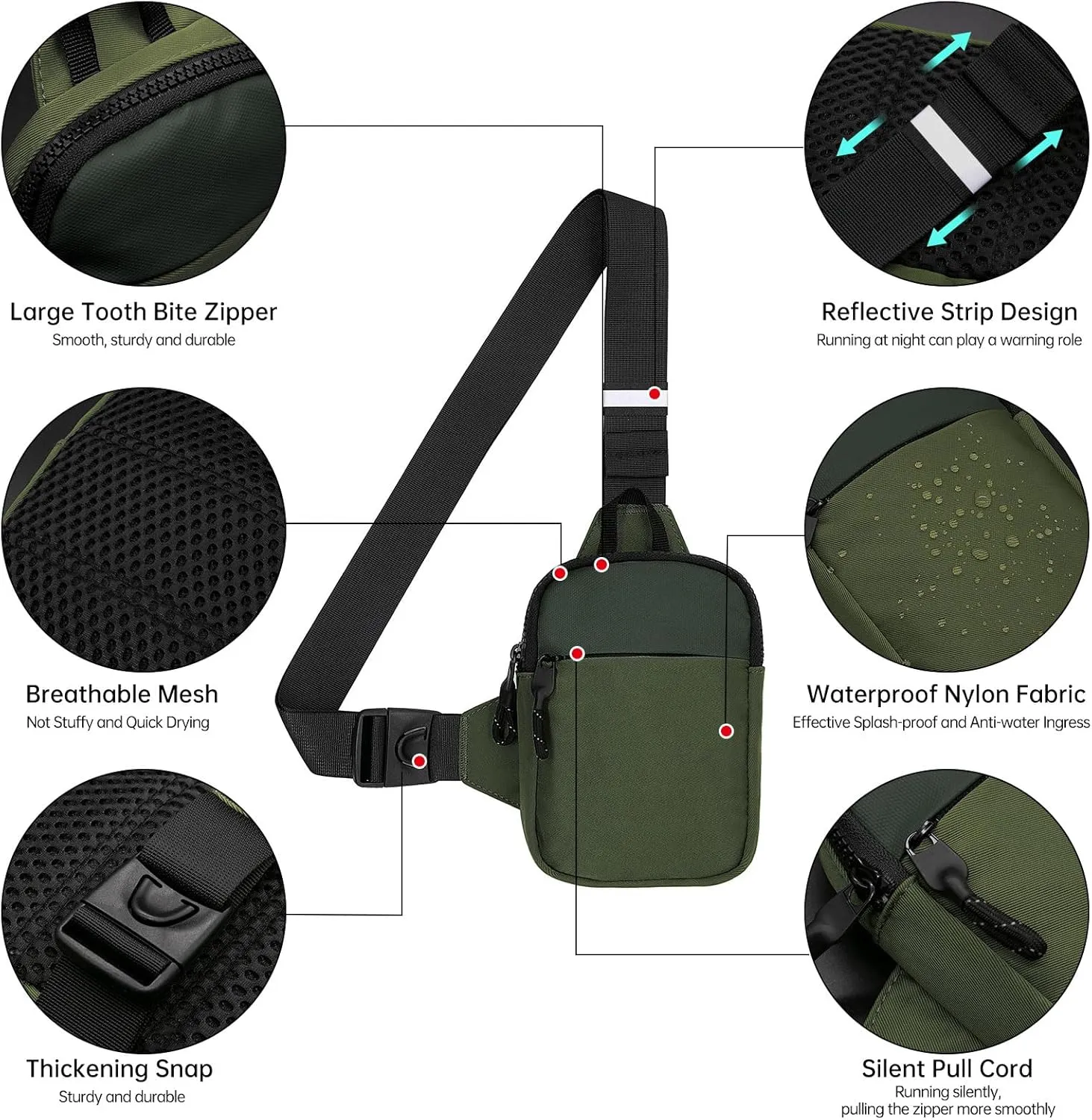 Long Keeper Mini Sling Bag - Men Women Small Waterproof Crossbody Bag Casual Phone Chest Bag for Travelling Hiking