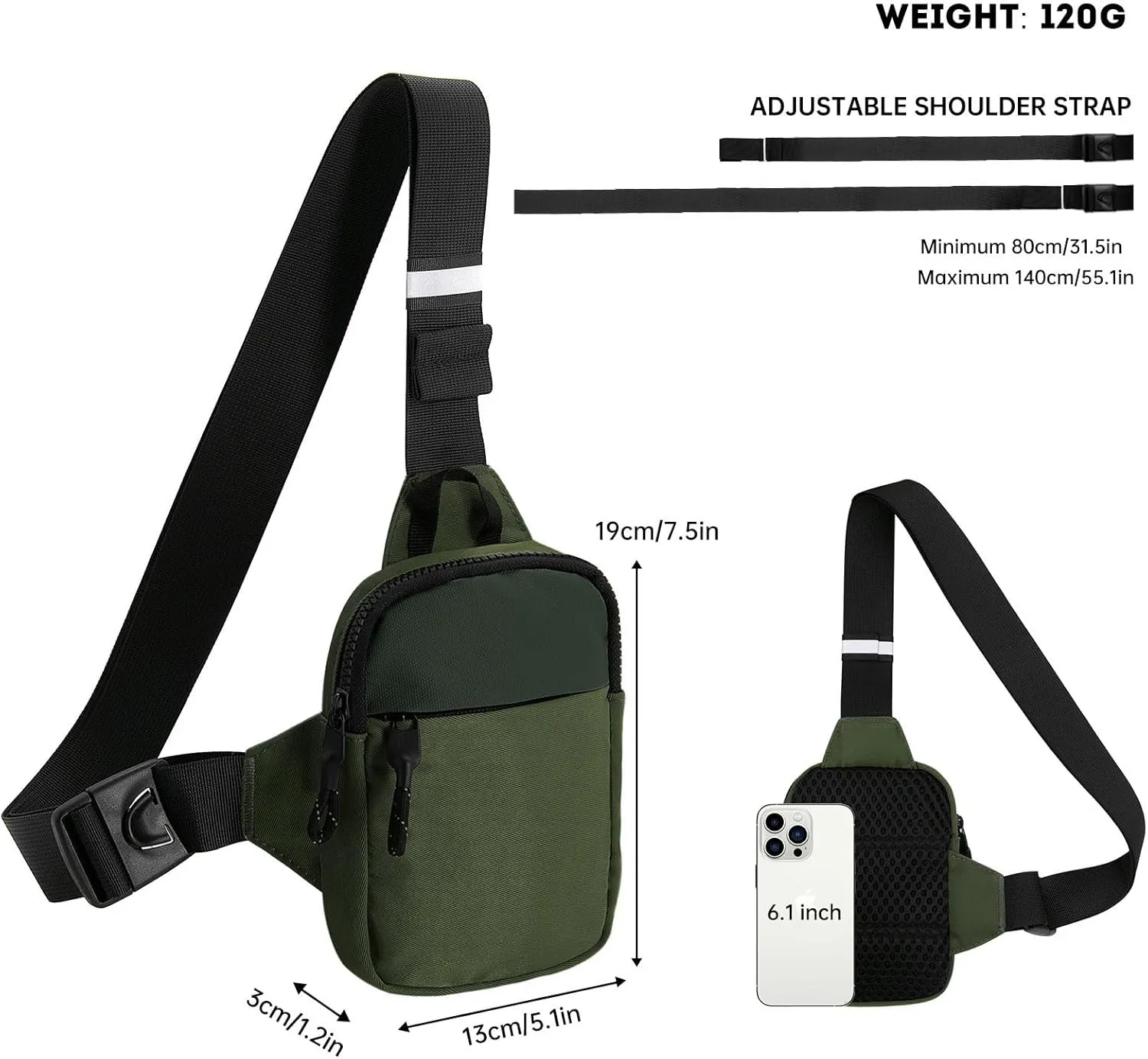 Long Keeper Mini Sling Bag - Men Women Small Waterproof Crossbody Bag Casual Phone Chest Bag for Travelling Hiking
