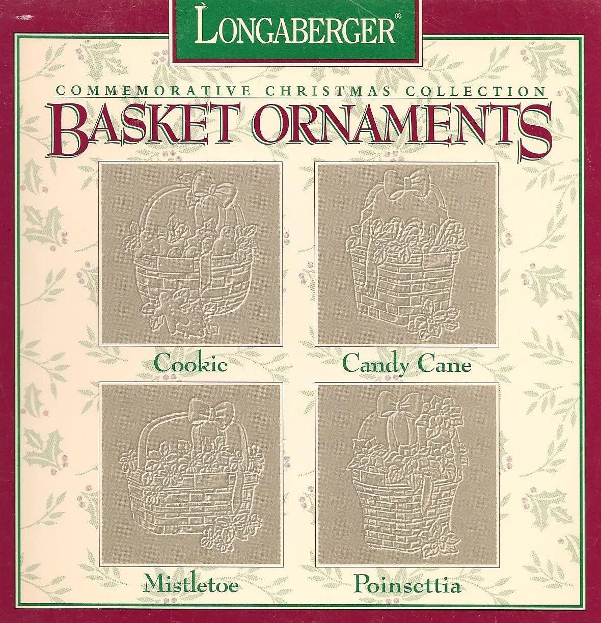 Longaberger Commemorative Christmas Collection: 1995 Pewter Basket Ornaments (Set of 4)