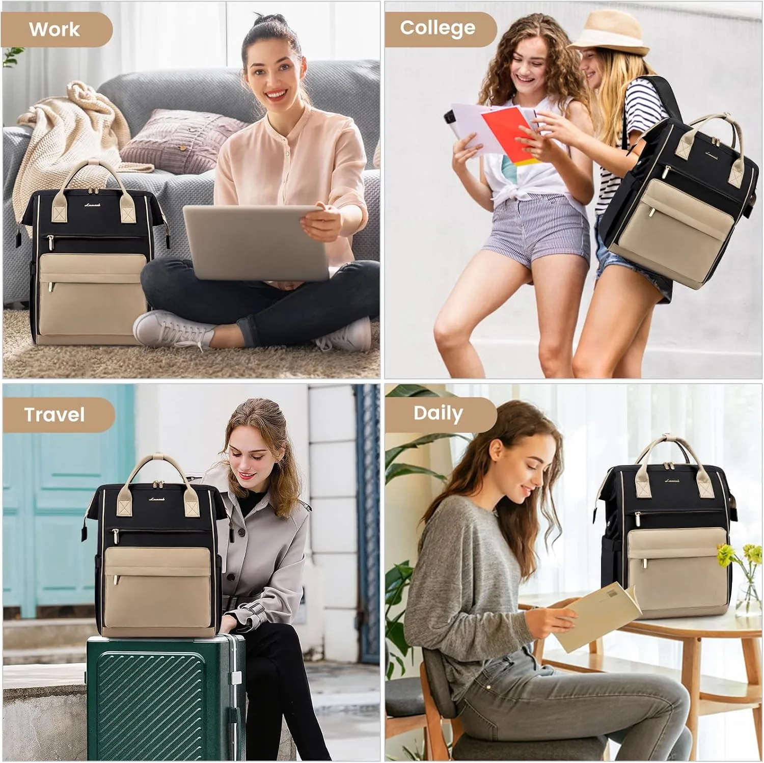 LOVEVOOK Laptop Backpack for Women,15.6 Inch Work Teacher Nurse Bag,Business Computer Backpack Purse with USB Port,Stylish Casual Daypack for Travel