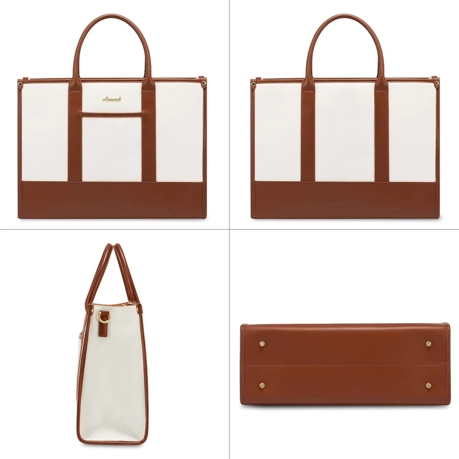 LOVEVOOK Laptop Tote Bags for Women Work Bag 17.3 inch Large Professional Teacher Purse Lightweight Computer Bag Briefcase Business Office, Beige-brown