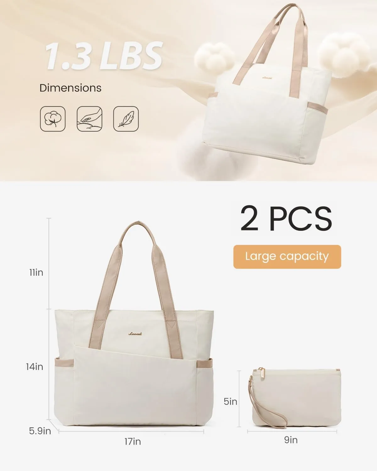 LOVEVOOK Tote Bag for Women 15.6 Inch Work Tote Handbag with Zipper and Yoga Strap Gym Bag for Nurse Teacher Travel, Daily