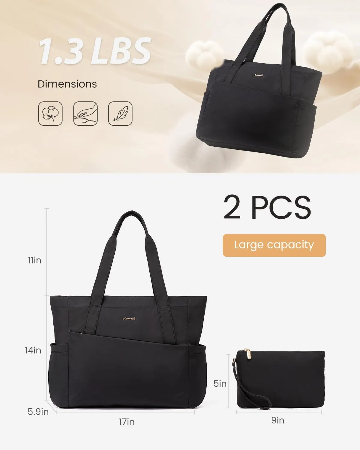 LOVEVOOK Tote Bag for Women 15.6 Inch Work Tote Handbag with Zipper and Yoga Strap Gym Bag for Nurse Teacher Travel, Daily