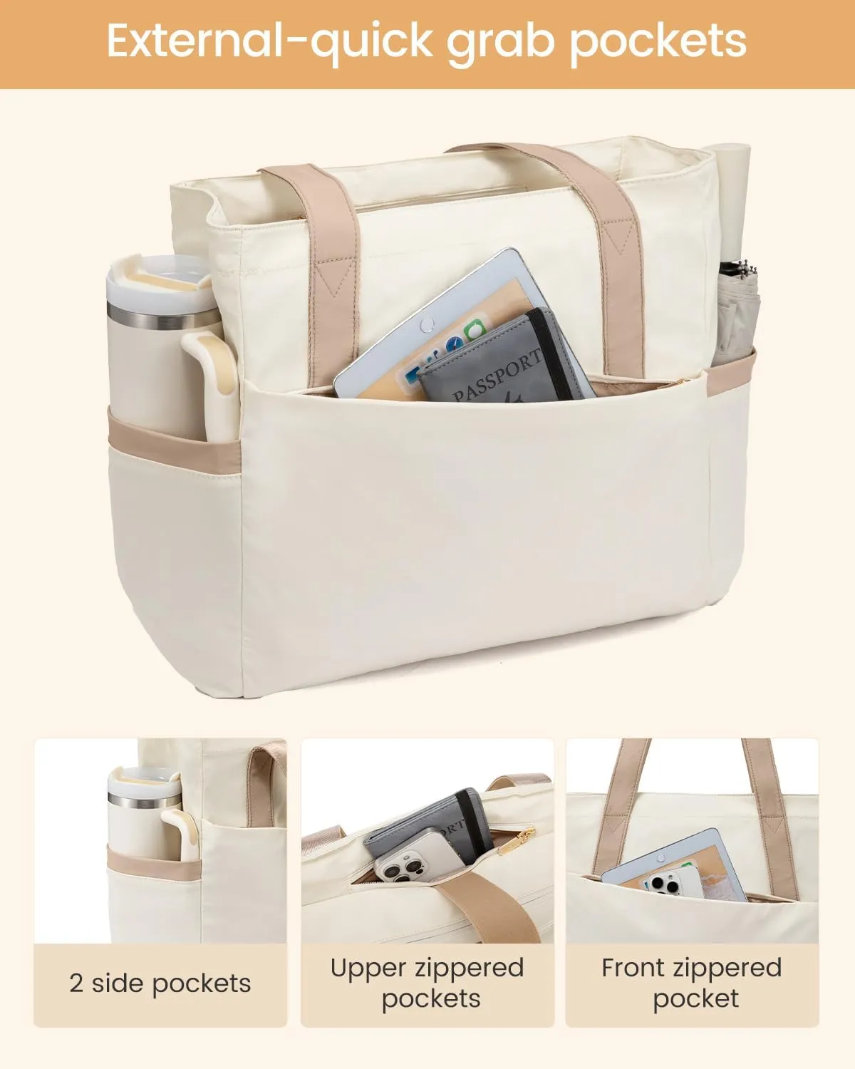 LOVEVOOK Tote Bag for Women 15.6 Inch Work Tote Handbag with Zipper and Yoga Strap Gym Bag for Nurse Teacher Travel, Daily