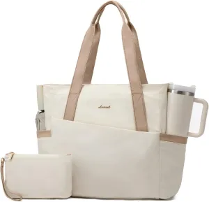 LOVEVOOK Tote Bag for Women 15.6 Inch Work Tote Handbag with Zipper and Yoga Strap Gym Bag for Nurse Teacher Travel, Daily